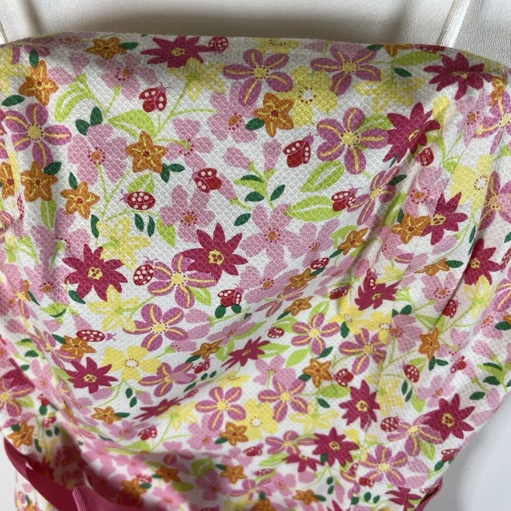Vtg Lilly Pulitzer Pink Waist‎ Ribbon Tie Floral Lace Strapless Dress EUC Size 4